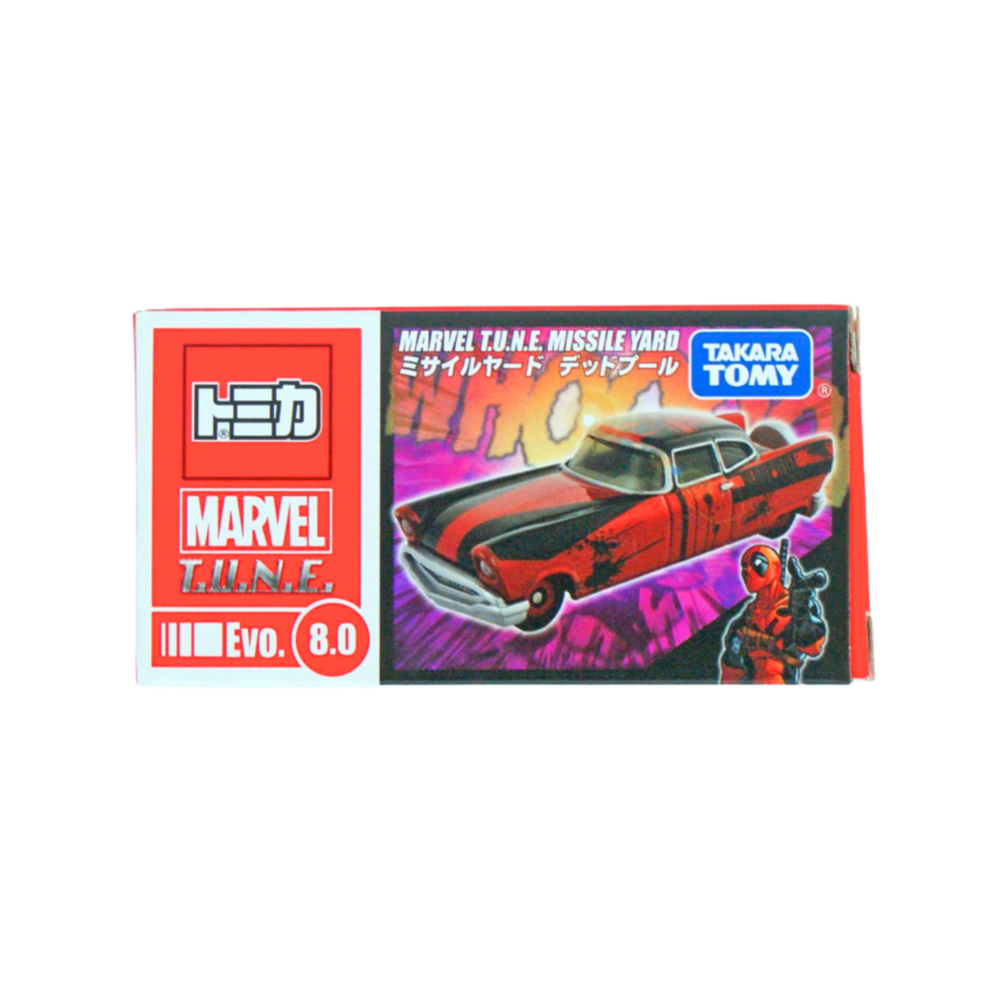 Tomica Disney Motors-Marvel TUNE 8.0 Missile Yard Deadpool